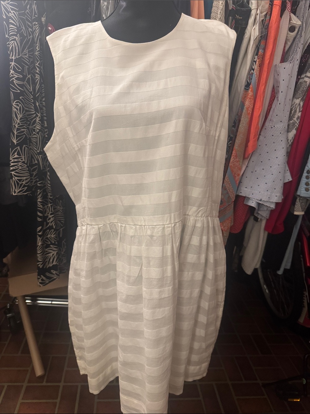 GAP White Striped Sleeveless Summer Dress